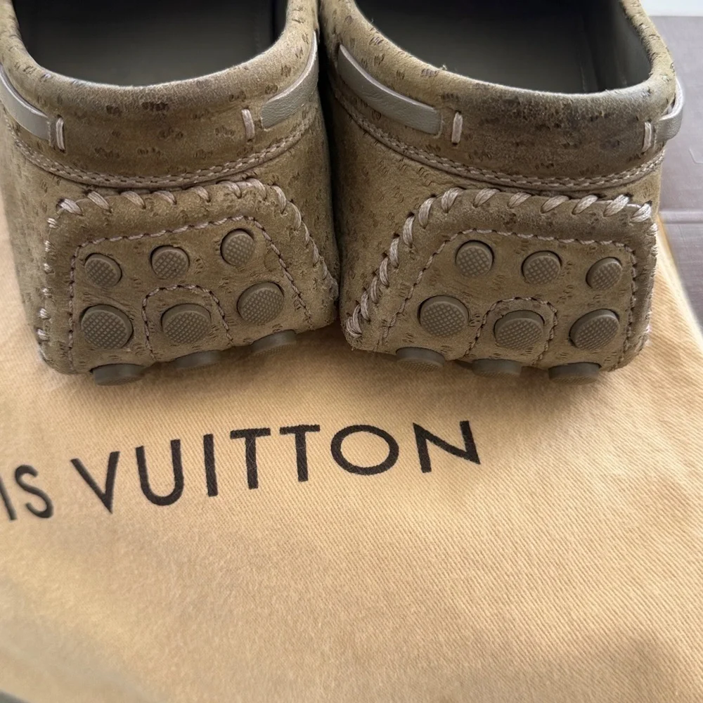 Louis Vuitton Light Sage Green Leather Loafers for Men